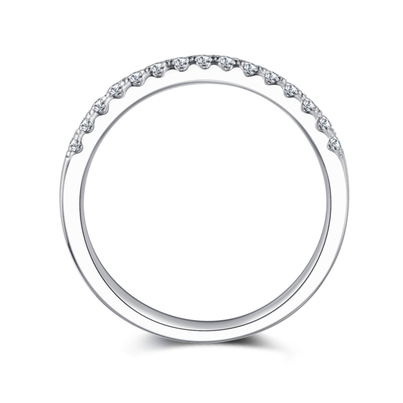 Straight line ring guard S925 silver plated platinum moissanite gemstone 33 points D-grade